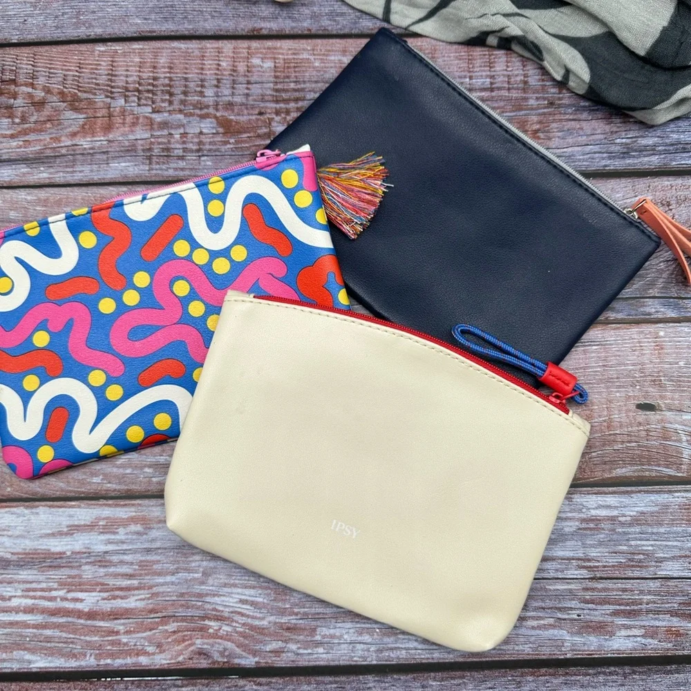 IPSY Set of 3 cosmetic makeup zipper bags NEW!